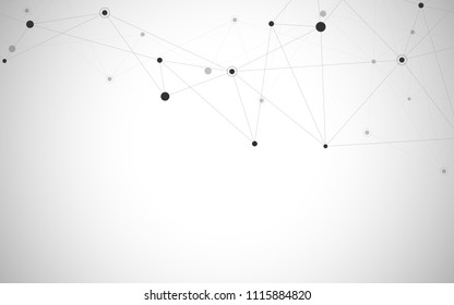 Abstract polygonal background with connection and communication. Geometric pattern from connected lines and dots. Science and technology networking concept
