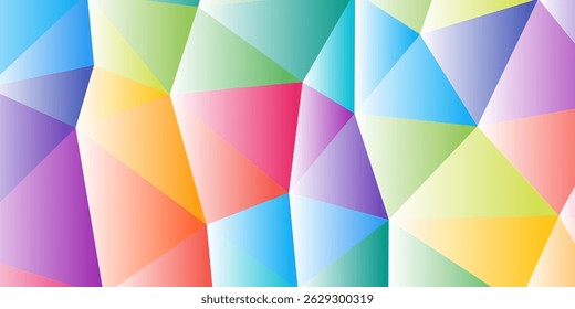 Abstract polygonal background consisting of triangles of different sizes and colors. Triangle with white outline.