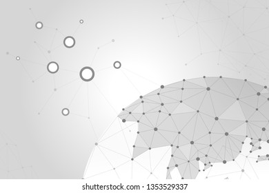 Abstract polygonal background design for business and technology. Earth drawn by points and lines.