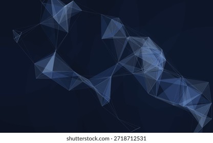 Fondo poligonal Abstractas que presenta una compleja estructura de red de datos geométricos en azul oscuro y blanco.
