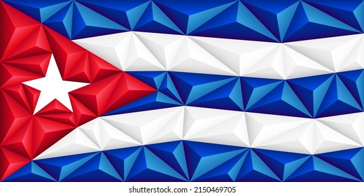 Abstract polygonal background in the form of colorful blue and white stripes of the Cuban flag. Polygonal flag of Cuba. Vector illustration.