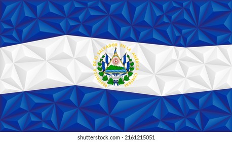 Abstract polygonal background in the form of colorful blue and white stripes of the Salvadoran flag. Polygonal flag of El Salvador. Vector illustration.