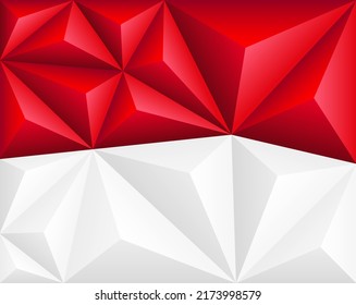 Abstract polygonal background in the form of colorful red and white stripes of the flag. Polygonal flag of Monaco. Vector illustration.
