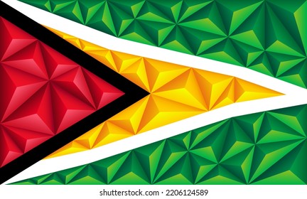 Abstract polygonal background in the form of colorful green, black, red, white and yellow stripes of the Guyanese flag. Guyana polygonal flag. Vector illustration. svg