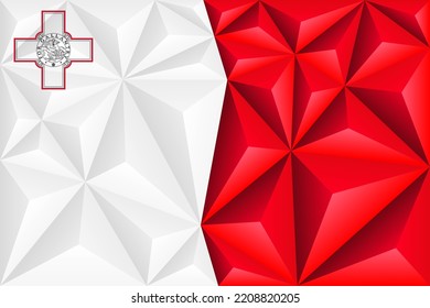 Abstract polygonal background in the form of colorful white and red stripes of the Maltese flag. Polygonal flag of Malta. Vector illustration.