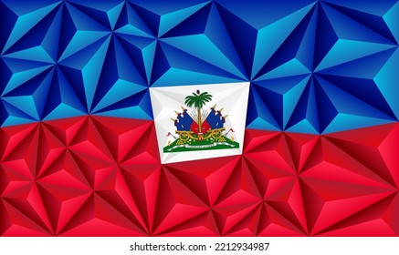 Abstract polygonal background in the form of colorful blue, red and white pyramids. Polygonal flag of Haiti. Vector illustration.