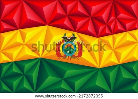 Abstract polygonal background in the form of colorful red, yellow and green stripes of the Bolivian flag. Polygonal flag of Bolivia. Vector illustration.