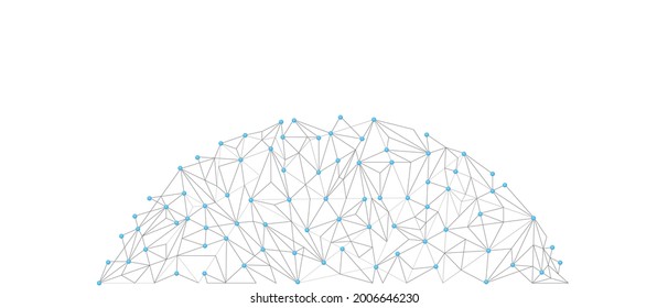 Abstract polygonal background in the form of a hemisphere. Connecting lines and points. For website header or banner design. Digital technologies, global network. Vector illustration