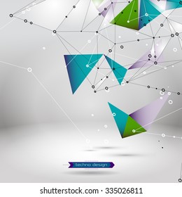 Abstract Polygonal Background. Geometric Shape. Vector Science Concept. Connecting Dots and Lines Structure