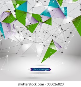 Abstract Polygonal Background. Geometric Shape. Vector Science Concept. Connecting Dots and Lines Structure