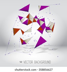 Abstract Polygonal Background. Geometric Shape. Vector Science Concept. Connecting Dots and Lines Structure 