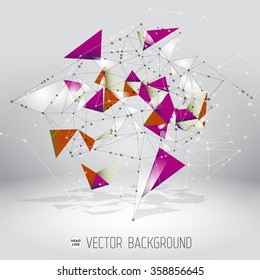 Abstract Polygonal Background. Geometric Shape. Vector Science Concept. Connecting Dots and Lines Structure