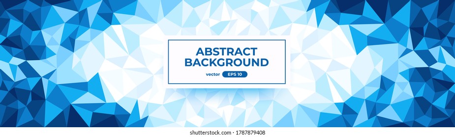 Abstract polygonal background. Geometric triangular low poly graphic. Colorful blue and white gradient. Simple modern design. Banner, flyer, cover template. Flat style vector eps10 illustration.