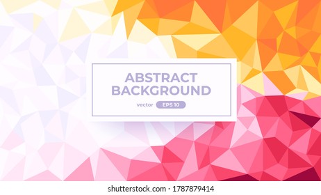 Abstract polygonal background. Geometric triangular low poly graphic. Colorful red and yellow gradient. Simple modern design. Banner, flyer, cover template. Flat style vector eps10 illustration.
