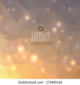 Abstract polygonal background with golden sparks