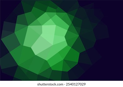Abstract polygonal background with green and blue gradient.