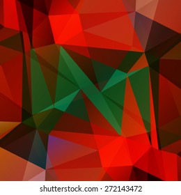 Abstract polygonal background with green and red triangles.