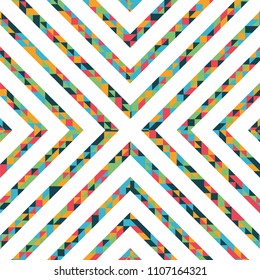 Abstract polygonal background with lines of colored triangles. Can be used as poster, banner, border, background, Wallpaper, card, print and etc. Eps10 vector.