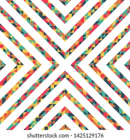 Abstract polygonal background with lines of colored triangles. Can be used as poster, banner, border, background, Wallpaper, card, print and etc. Eps10 vector.