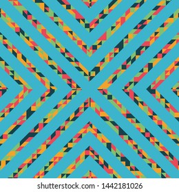 Abstract polygonal background with lines of colored triangles. Can be used as poster, banner, border, background, Wallpaper, card, print and etc. Eps10 vector.