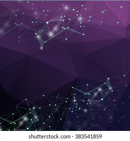 Abstract polygonal background. Low poly design with connecting dots and lines. Connection structure. Polygonal vector background. Futuristic design.