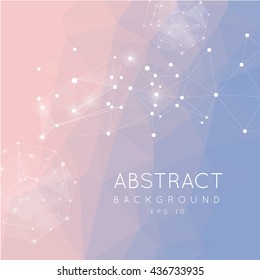 Abstract polygonal background. Low poly connecting dots and lines. Connection structure. Vector Futuristic design. 2016  color. Rose Quartz, Serenity. gradient  surface.