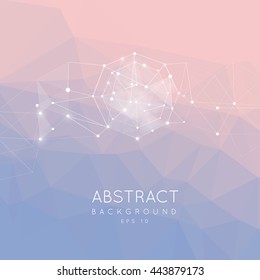 Abstract polygonal background. Low poly connecting dots and lines. Connection structure. Vector Futuristic design. 2016  color. Rose Quartz, Serenity. gradient  surface.