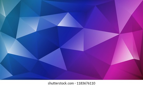 Abstract polygonal background of many triangles in blue and purple colors