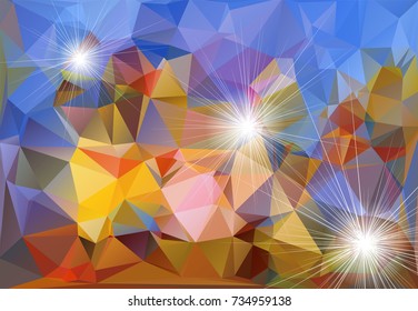 Abstract polygonal background in multicolored shades. There is a variant in the vector.