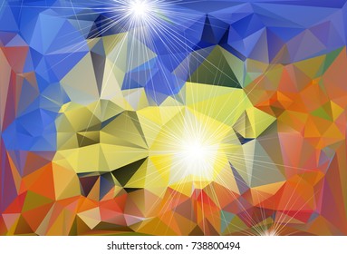 Abstract polygonal background in multicolored shades. There is a variant in the vector.