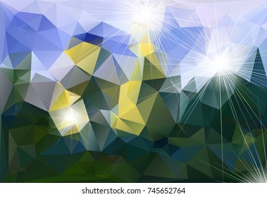 Abstract polygonal background in multicolored shades. There is a variant in the vector.