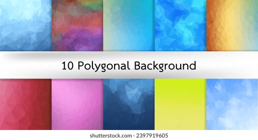 Abstract Polygonal Background Set. Vector science, Mosaic, Geometric background.