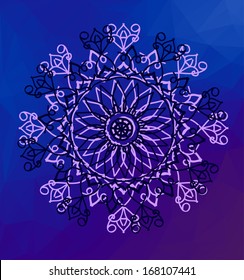 Abstract polygonal background with snowflake. 