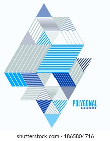 Resumen de fondo poligonal con triángulos estriados y diseño vectorial de cubos 3D. Plantilla para publicidad o portadas o banners diferentes. Elemento gráfico de estilo retro.