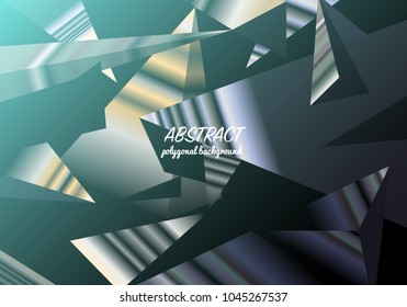 Abstract polygonal background, triangles mosaic, geometric texture, business card for the website, black crystals backdrop.