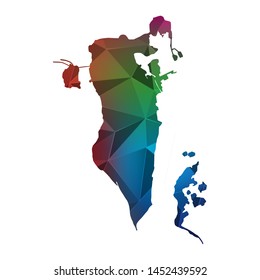 Abstract polygonal Bahrain map. Vector low poly color rainbow map geometric shape texture. Vector illustration.