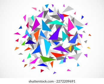 Abstract polygonal ball. Explosion of chaotic triangles. Vector background