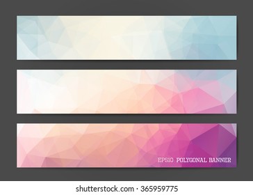 Abstract polygonal banner templates in blue and pink