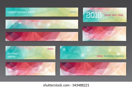 Abstract polygonal banner templates in different sizes
