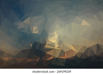 Abstract Polygonal From Beautiful Clouds And Light Of Sun Before Evening Background. Vector Illustration