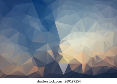 Abstract Polygonal From Beautiful Light Of Sun In Clouds Background. Vector Illustration