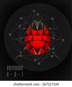 Abstract polygonal beetle. Geometric hipster illustration. Polygonal poster. low poly illustration