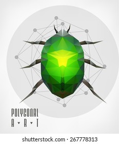Abstract polygonal beetle. Geometric hipster illustration. Polygonal poster. low poly illustration