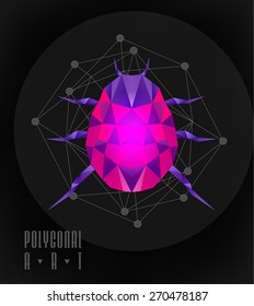 Abstract polygonal beetle. Geometric hipster illustration. Polygonal poster. low poly illustration