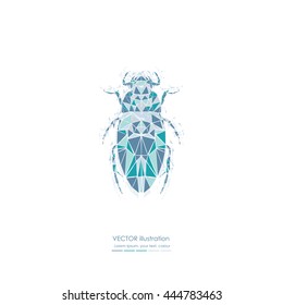 Abstract polygonal beetle. Geometric hipster illustration. Polygonal poster.