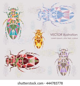 Abstract polygonal beetle. Geometric hipster illustration. Polygonal poster.
