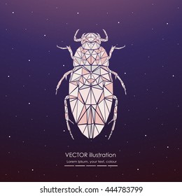 Abstract polygonal beetle. Geometric hipster illustration. Polygonal poster.