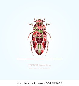 Abstract polygonal beetle. Geometric hipster illustration. Polygonal poster.