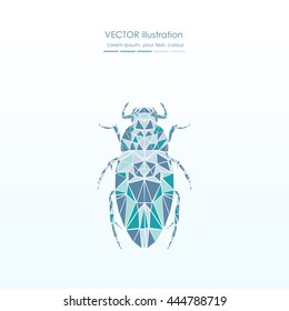 Abstract polygonal beetle. Geometric hipster illustration. Polygonal poster.