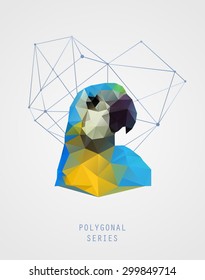 Abstract polygonal bird. Colorful triangles background. Geometric illustration. Low poly poster